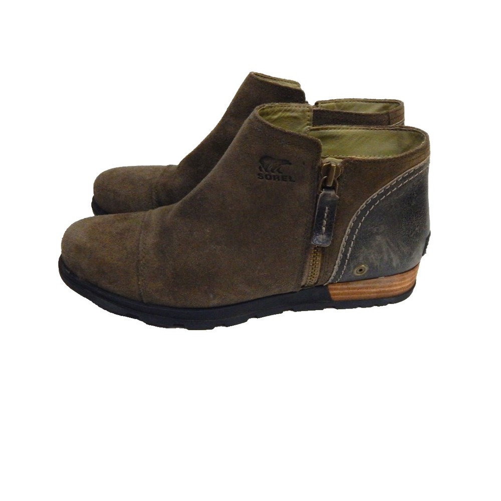 Sorel Women's 9 Boots Major Low Ankle Suede Leather Distresse Brown Waterproof